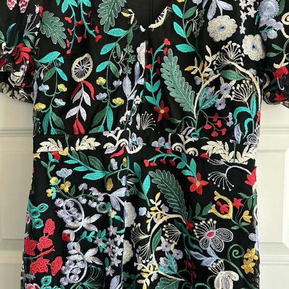 Sam Edelman Puff-Sleeve Mesh Embroidered Dress - Picture 6 of 10